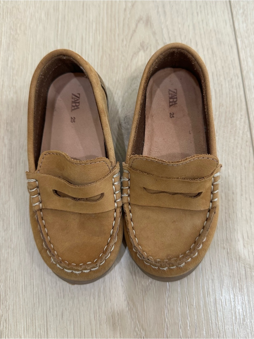 Zara Kids Tan Suede Moccasin Loafers